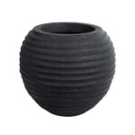 GloboStar® Artificial Garden ILAEIRA 20712 Επιδαπέδιο Πολυεστερικό Τσιμεντένιο Κασπώ Γλάστρα - Flower Pot Μαύρο Φ71 x Υ64cm - Image 2