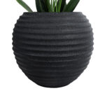 GloboStar® Artificial Garden ILAEIRA 20712 Επιδαπέδιο Πολυεστερικό Τσιμεντένιο Κασπώ Γλάστρα - Flower Pot Μαύρο Φ71 x Υ64cm - Image 5