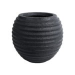 GloboStar® Artificial Garden ILAEIRA 20713 Επιδαπέδιο Πολυεστερικό Τσιμεντένιο Κασπώ Γλάστρα - Flower Pot Μαύρο Φ58 x Υ53cm - Image 2