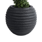 GloboStar® Artificial Garden ILAEIRA 20713 Επιδαπέδιο Πολυεστερικό Τσιμεντένιο Κασπώ Γλάστρα - Flower Pot Μαύρο Φ58 x Υ53cm - Image 3