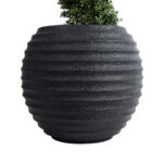 GloboStar® Artificial Garden ILAEIRA 20713 Επιδαπέδιο Πολυεστερικό Τσιμεντένιο Κασπώ Γλάστρα - Flower Pot Μαύρο Φ58 x Υ53cm - Image 6