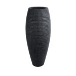GloboStar® Artificial Garden NASHVILLE 20714 Επιδαπέδιο Πολυεστερικό Τσιμεντένιο Κασπώ Γλάστρα - Flower Pot Μαύρο Φ45 x Υ114cm - Image 2