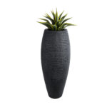 GloboStar® Artificial Garden NASHVILLE 20714 Επιδαπέδιο Πολυεστερικό Τσιμεντένιο Κασπώ Γλάστρα - Flower Pot Μαύρο Φ45 x Υ114cm - Image 6