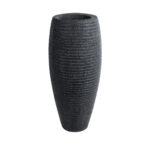 GloboStar® Artificial Garden NASHVILLE 20715 Επιδαπέδιο Πολυεστερικό Τσιμεντένιο Κασπώ Γλάστρα - Flower Pot Μαύρο Φ35 x Υ85cm - Image 2
