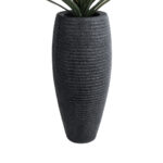 GloboStar® Artificial Garden NASHVILLE 20715 Επιδαπέδιο Πολυεστερικό Τσιμεντένιο Κασπώ Γλάστρα - Flower Pot Μαύρο Φ35 x Υ85cm - Image 3