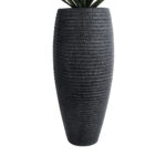 GloboStar® Artificial Garden NASHVILLE 20715 Επιδαπέδιο Πολυεστερικό Τσιμεντένιο Κασπώ Γλάστρα - Flower Pot Μαύρο Φ35 x Υ85cm - Image 5