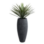 GloboStar® Artificial Garden NASHVILLE 20715 Επιδαπέδιο Πολυεστερικό Τσιμεντένιο Κασπώ Γλάστρα - Flower Pot Μαύρο Φ35 x Υ85cm - Image 6
