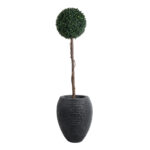 GloboStar® Artificial Garden NASHVILLE 20716 Επιδαπέδιο Πολυεστερικό Τσιμεντένιο Κασπώ Γλάστρα - Flower Pot Μαύρο Φ40 x Υ50cm - Image 6