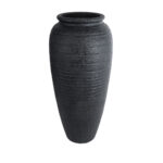 GloboStar® Artificial Garden OLYMPIA 20717 Επιδαπέδιο Πολυεστερικό Τσιμεντένιο Κασπώ Γλάστρα - Flower Pot Μαύρο Φ55 x Υ120cm - Image 2