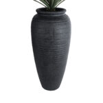GloboStar® Artificial Garden OLYMPIA 20717 Επιδαπέδιο Πολυεστερικό Τσιμεντένιο Κασπώ Γλάστρα - Flower Pot Μαύρο Φ55 x Υ120cm - Image 3