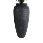 GloboStar® Artificial Garden OLYMPIA 20717 Επιδαπέδιο Πολυεστερικό Τσιμεντένιο Κασπώ Γλάστρα - Flower Pot Μαύρο Φ55 x Υ120cm - Image 5