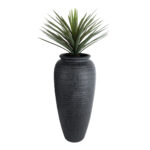 GloboStar® Artificial Garden OLYMPIA 20717 Επιδαπέδιο Πολυεστερικό Τσιμεντένιο Κασπώ Γλάστρα - Flower Pot Μαύρο Φ55 x Υ120cm - Image 6