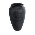 GloboStar® Artificial Garden OLYMPIA 20718 Επιδαπέδιο Πολυεστερικό Τσιμεντένιο Κασπώ Γλάστρα - Flower Pot Μαύρο Φ55 x Υ90cm - Image 2
