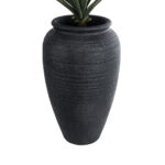GloboStar® Artificial Garden OLYMPIA 20718 Επιδαπέδιο Πολυεστερικό Τσιμεντένιο Κασπώ Γλάστρα - Flower Pot Μαύρο Φ55 x Υ90cm - Image 3