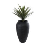 GloboStar® Artificial Garden OLYMPIA 20718 Επιδαπέδιο Πολυεστερικό Τσιμεντένιο Κασπώ Γλάστρα - Flower Pot Μαύρο Φ55 x Υ90cm - Image 6
