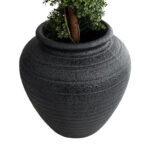 GloboStar® Artificial Garden OLYMPIA 20719 Επιδαπέδιο Πολυεστερικό Τσιμεντένιο Κασπώ Γλάστρα - Flower Pot Μαύρο Φ55 x Υ60cm - Image 4