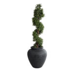GloboStar® Artificial Garden OLYMPIA 20719 Επιδαπέδιο Πολυεστερικό Τσιμεντένιο Κασπώ Γλάστρα - Flower Pot Μαύρο Φ55 x Υ60cm - Image 6