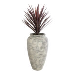 GloboStar® Artificial Garden IRISH 20721 Επιδαπέδιο Πολυεστερικό Τσιμεντένιο Κασπώ Γλάστρα - Flower Pot Λευκό με Μπεζ Φ55 x Υ90cm - Image 6