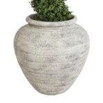 GloboStar® Artificial Garden IRISH 20722 Επιδαπέδιο Πολυεστερικό Τσιμεντένιο Κασπώ Γλάστρα - Flower Pot Λευκό με Μπεζ Φ55 x Υ60cm - Image 3