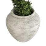 GloboStar® Artificial Garden IRISH 20722 Επιδαπέδιο Πολυεστερικό Τσιμεντένιο Κασπώ Γλάστρα - Flower Pot Λευκό με Μπεζ Φ55 x Υ60cm - Image 4