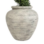 GloboStar® Artificial Garden IRISH 20722 Επιδαπέδιο Πολυεστερικό Τσιμεντένιο Κασπώ Γλάστρα - Flower Pot Λευκό με Μπεζ Φ55 x Υ60cm - Image 5