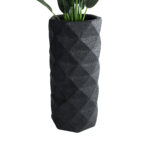 GloboStar® Artificial Garden GENOVA 20724 Επιδαπέδιο Πολυεστερικό Τσιμεντένιο Κασπώ Γλάστρα - Flower Pot Μαύρο Φ40 x Υ90cm - Image 3