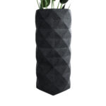 GloboStar® Artificial Garden GENOVA 20724 Επιδαπέδιο Πολυεστερικό Τσιμεντένιο Κασπώ Γλάστρα - Flower Pot Μαύρο Φ40 x Υ90cm - Image 5