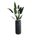 GloboStar® Artificial Garden GENOVA 20724 Επιδαπέδιο Πολυεστερικό Τσιμεντένιο Κασπώ Γλάστρα - Flower Pot Μαύρο Φ40 x Υ90cm - Image 6
