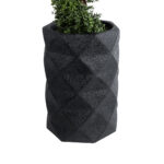 GloboStar® Artificial Garden GENOVA 20725 Επιδαπέδιο Πολυεστερικό Τσιμεντένιο Κασπώ Γλάστρα - Flower Pot Μαύρο Φ40 x Υ90cm - Image 3