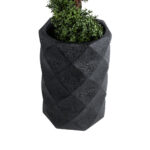 GloboStar® Artificial Garden GENOVA 20725 Επιδαπέδιο Πολυεστερικό Τσιμεντένιο Κασπώ Γλάστρα - Flower Pot Μαύρο Φ40 x Υ90cm - Image 4