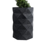 GloboStar® Artificial Garden GENOVA 20725 Επιδαπέδιο Πολυεστερικό Τσιμεντένιο Κασπώ Γλάστρα - Flower Pot Μαύρο Φ40 x Υ90cm - Image 5