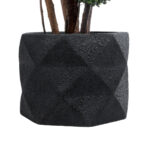 GloboStar® Artificial Garden GENOVA 20726 Επιδαπέδιο Πολυεστερικό Τσιμεντένιο Κασπώ Γλάστρα - Flower Pot Μαύρο Φ40 x Υ30cm - Image 5
