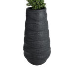 GloboStar® Artificial Garden BOLOGNA 20727 Επιδαπέδιο Πολυεστερικό Τσιμεντένιο Κασπώ Γλάστρα - Flower Pot Μαύρο Φ45 x Υ90cm - Image 3