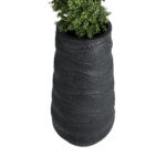 GloboStar® Artificial Garden BOLOGNA 20727 Επιδαπέδιο Πολυεστερικό Τσιμεντένιο Κασπώ Γλάστρα - Flower Pot Μαύρο Φ45 x Υ90cm - Image 4