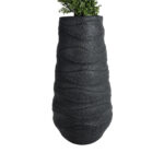 GloboStar® Artificial Garden BOLOGNA 20727 Επιδαπέδιο Πολυεστερικό Τσιμεντένιο Κασπώ Γλάστρα - Flower Pot Μαύρο Φ45 x Υ90cm - Image 5