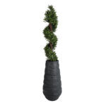 GloboStar® Artificial Garden BOLOGNA 20727 Επιδαπέδιο Πολυεστερικό Τσιμεντένιο Κασπώ Γλάστρα - Flower Pot Μαύρο Φ45 x Υ90cm - Image 6