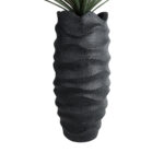GloboStar® Artificial Garden MONREALE 20728 Επιδαπέδιο Πολυεστερικό Τσιμεντένιο Κασπώ Γλάστρα - Flower Pot Μαύρο Φ50 x Υ110cm - Image 5