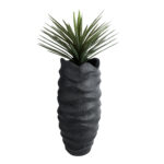 GloboStar® Artificial Garden MONREALE 20728 Επιδαπέδιο Πολυεστερικό Τσιμεντένιο Κασπώ Γλάστρα - Flower Pot Μαύρο Φ50 x Υ110cm - Image 6