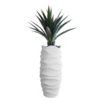 GloboStar® Artificial Garden PORTOFINO 20729 Επιδαπέδιο Πολυεστερικό Τσιμεντένιο Κασπώ Γλάστρα - Flower Pot Λευκό Φ50 x Υ110cm - Image 5