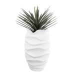 GloboStar® Artificial Garden PORTOFINO 20730 Επιδαπέδιο Πολυεστερικό Τσιμεντένιο Κασπώ Γλάστρα - Flower Pot Λευκό Φ50 x Υ80cm - Image 6