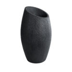GloboStar® Artificial Garden MESTRE 20731 Επιδαπέδιο Πολυεστερικό Τσιμεντένιο Κασπώ Γλάστρα - Flower Pot Μαύρο Φ50 x Υ90cm - Image 2
