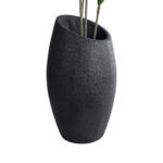GloboStar® Artificial Garden MESTRE 20731 Επιδαπέδιο Πολυεστερικό Τσιμεντένιο Κασπώ Γλάστρα - Flower Pot Μαύρο Φ50 x Υ90cm - Image 3