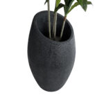 GloboStar® Artificial Garden MESTRE 20731 Επιδαπέδιο Πολυεστερικό Τσιμεντένιο Κασπώ Γλάστρα - Flower Pot Μαύρο Φ50 x Υ90cm - Image 4