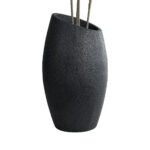GloboStar® Artificial Garden MESTRE 20731 Επιδαπέδιο Πολυεστερικό Τσιμεντένιο Κασπώ Γλάστρα - Flower Pot Μαύρο Φ50 x Υ90cm - Image 5