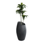 GloboStar® Artificial Garden MESTRE 20731 Επιδαπέδιο Πολυεστερικό Τσιμεντένιο Κασπώ Γλάστρα - Flower Pot Μαύρο Φ50 x Υ90cm - Image 6
