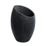 GloboStar® Artificial Garden MESTRE 20732 Επιδαπέδιο Πολυεστερικό Τσιμεντένιο Κασπώ Γλάστρα - Flower Pot Μαύρο Φ40 x Υ60cm - Image 2