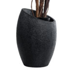 GloboStar® Artificial Garden MESTRE 20732 Επιδαπέδιο Πολυεστερικό Τσιμεντένιο Κασπώ Γλάστρα - Flower Pot Μαύρο Φ40 x Υ60cm - Image 5