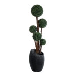GloboStar® Artificial Garden MESTRE 20732 Επιδαπέδιο Πολυεστερικό Τσιμεντένιο Κασπώ Γλάστρα - Flower Pot Μαύρο Φ40 x Υ60cm - Image 6