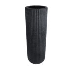 GloboStar® Artificial Garden MATERA 20733 Επιδαπέδιο Πολυεστερικό Τσιμεντένιο Κασπώ Γλάστρα - Flower Pot Μαύρο Φ42 x Υ120cm - Image 2