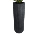 GloboStar® Artificial Garden MATERA 20733 Επιδαπέδιο Πολυεστερικό Τσιμεντένιο Κασπώ Γλάστρα - Flower Pot Μαύρο Φ42 x Υ120cm - Image 3